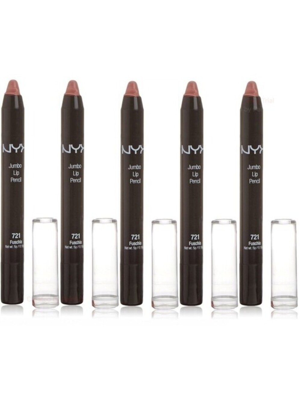 Lot of 5: New NYX Jumbo Lip Liner Pencil Lipstick in 721 Soft Fuschia (Sealed)